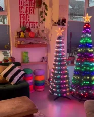 Floor Christmas Decoration Smart LED with App SAARLOQ 188 cm Christmas Tree Green_990301