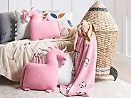 Set med 2 prydnadskuddar LAMMI 45 x 45 cm Bomull Enhörning Rosa_1175883