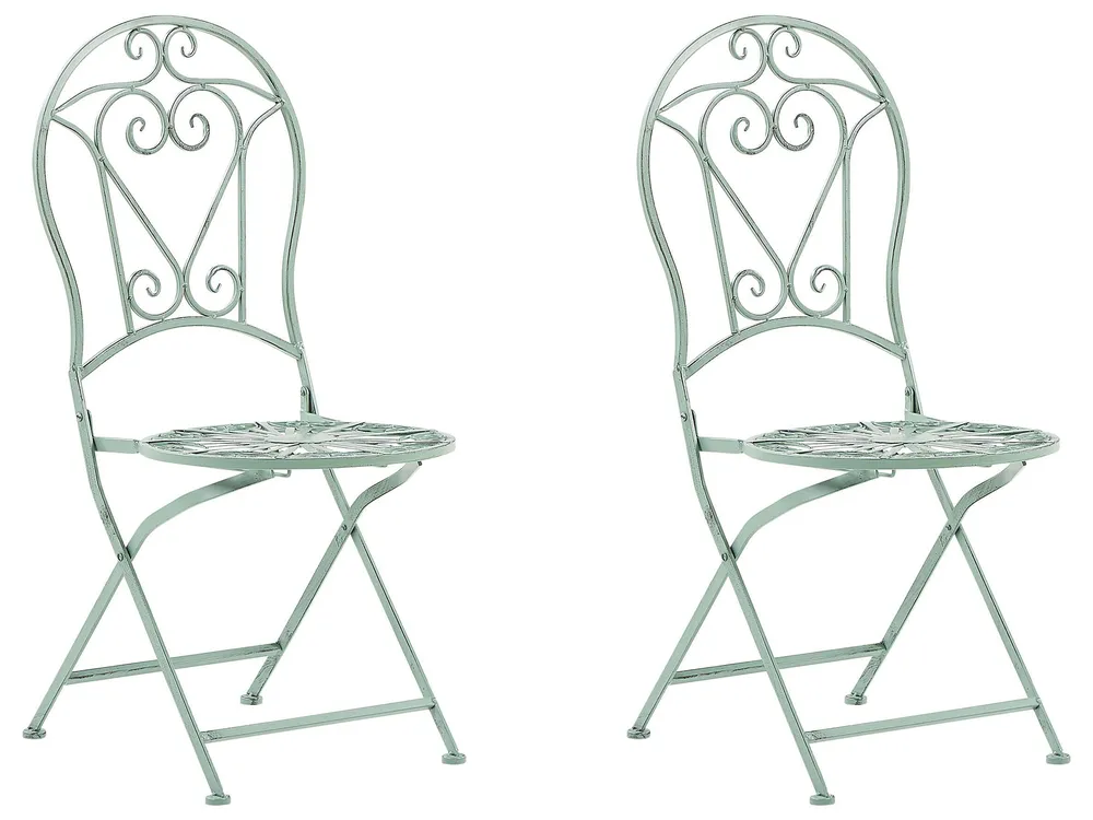 Bistro Set Folding TRENTO Metal Light Green_774532