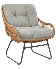 Garden Chair MESTRE with Footstool PE Rattan Natural_937574