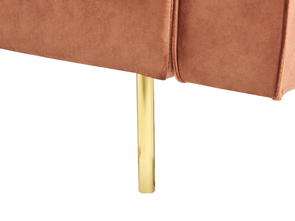 Sofa Bed 3 Seater VISNES Velvet Golden Brown_921884