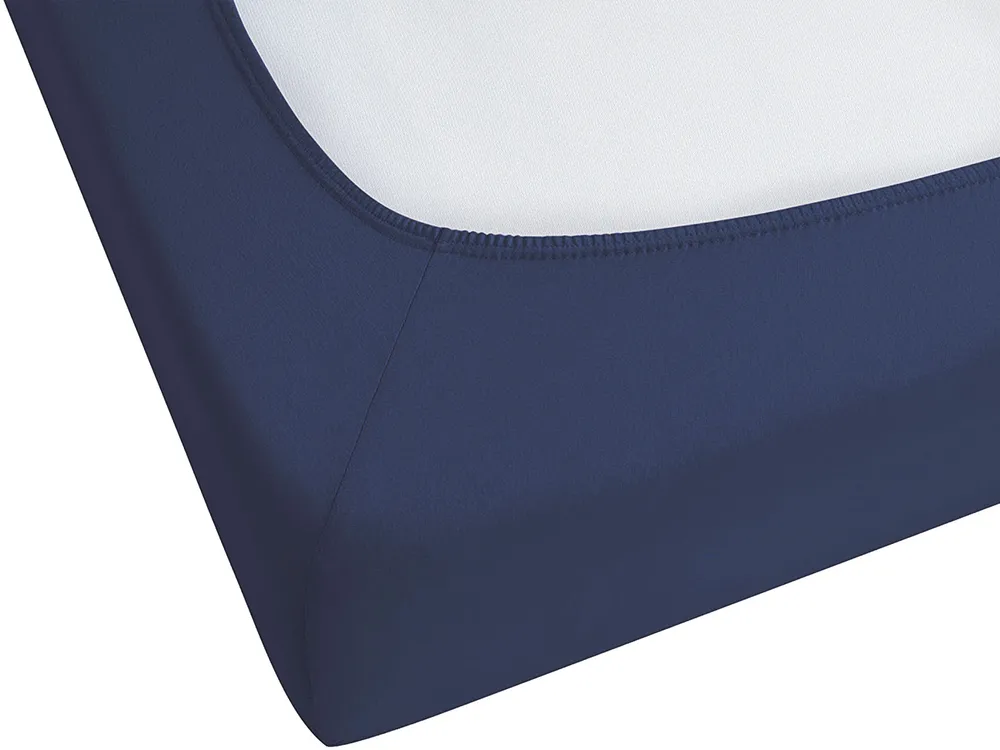Fitted Sheet HOFUF 140 x 200 cm Cotton Navy Blue_816019