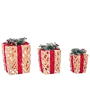 Joulukoristesetti 3 kpl LED-valo VELKUA 38/25/20 cm Joululahja Ruskea_1179259