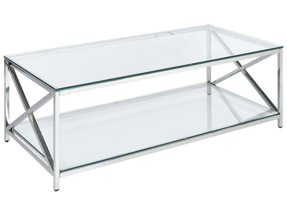 Coffee Table AUDET Tempered Glass Silver