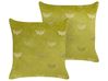 Set of 2 Decorative Cushions YUZURI 45 x 45 cm Velvet Light Green Animal Pattern