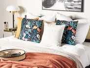 Set of 2 Decorative Cushions OSMUNDA 45 x 45 cm Velvet Black Floral Pattern_839048
