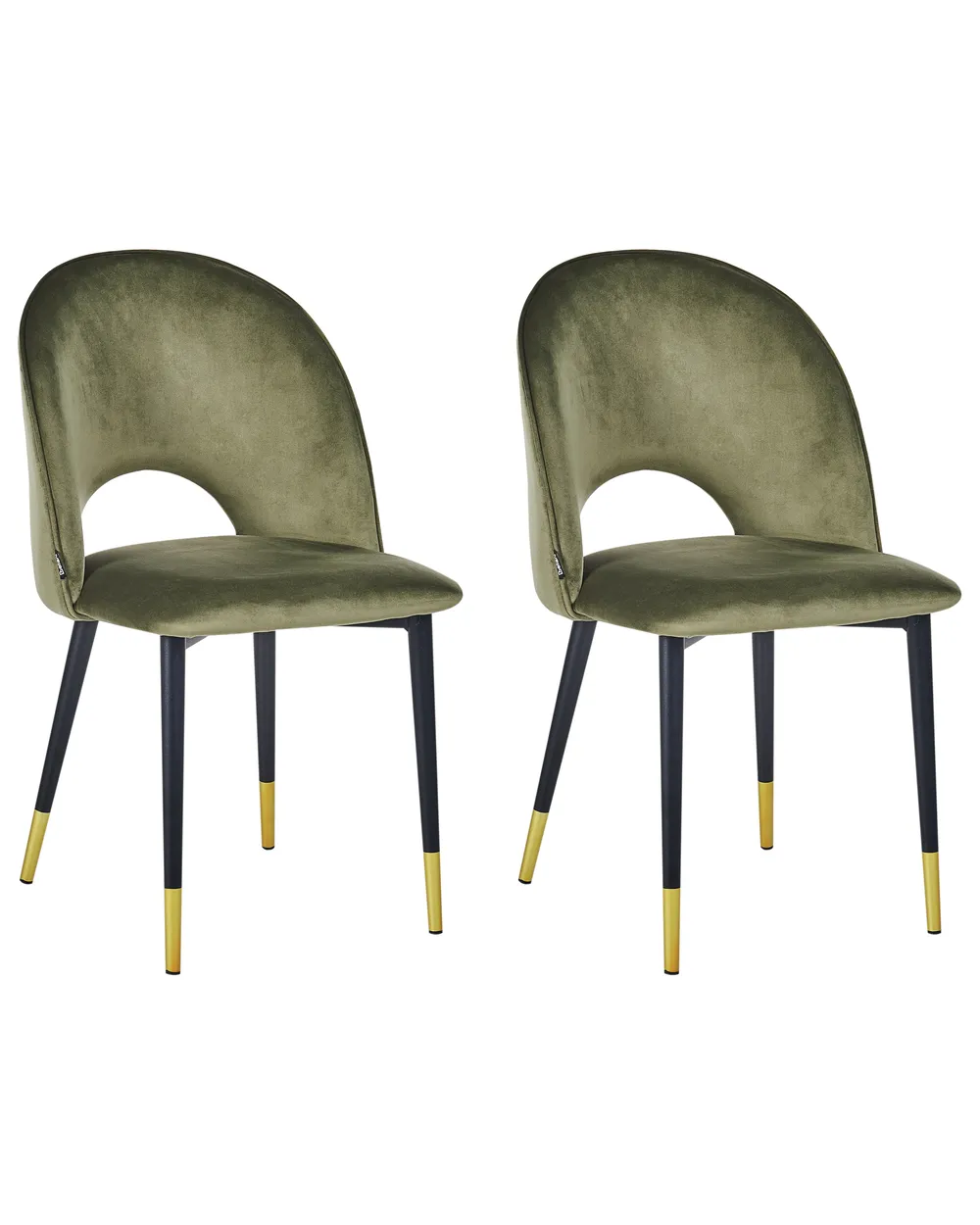 Set of 2 Dining Chairs MAGALIA Velvet Olive Green