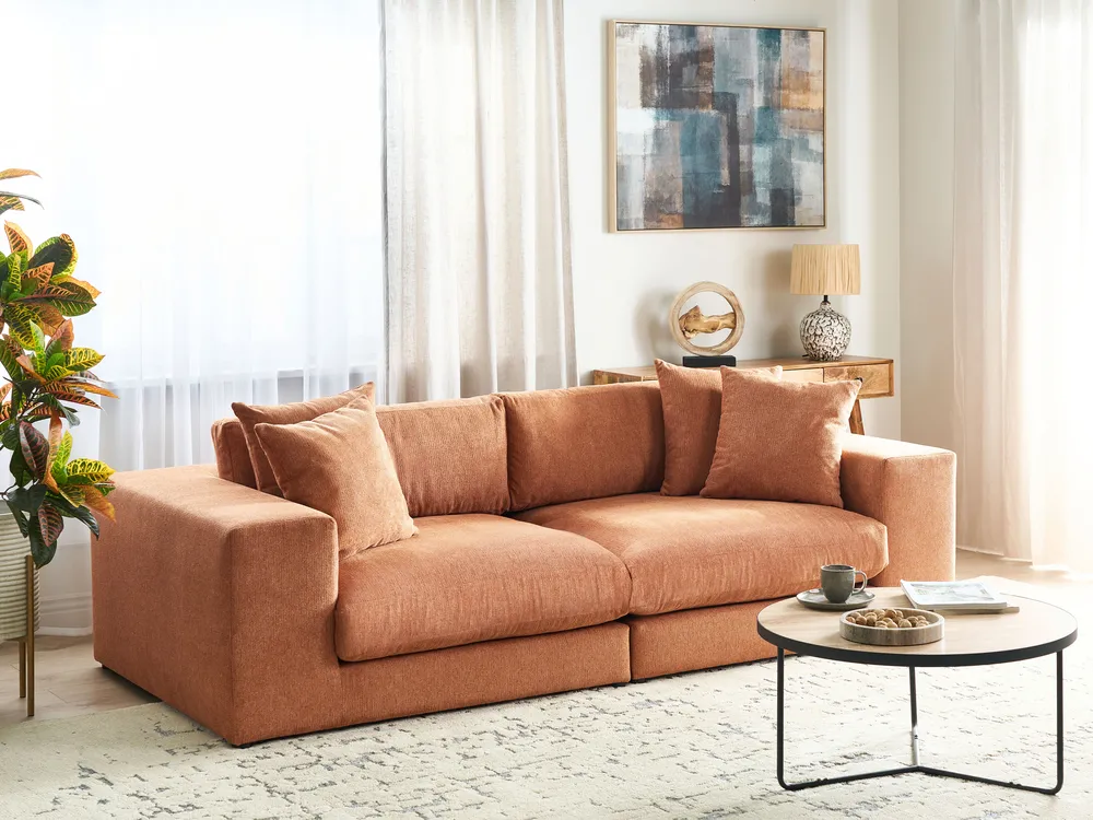 Sofa 3 Seater GLORVIKA II Fabric Orange_923908