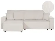 Corner Sofa Bed 3 Seater ABACKA Corduroy Off-White Right Hand_896741
