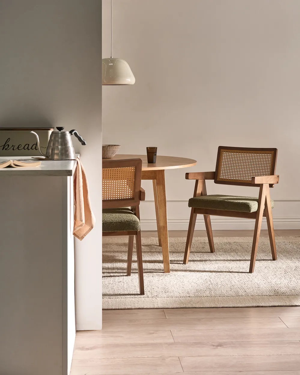 Set of 2 Dining Chairs AVA Wood Brown/ Green