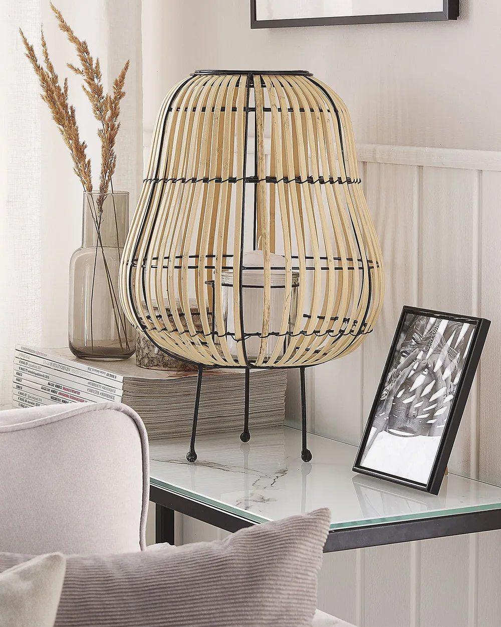 Lantern BERKNER 44 cm Willow Wood Natural