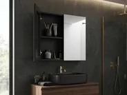 Bathroom Wall Mounted Mirror Cabinet NAVARRA 80 cm 70 cm Black_905871