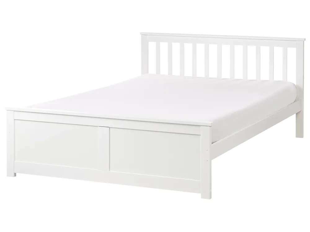 Bed Pine Wood OLENDON 140 x 200 cm (EU Double) White