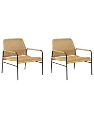 Set med 2 trädgårdsstolar PRASIMO Konstrotting Naturlig_863013