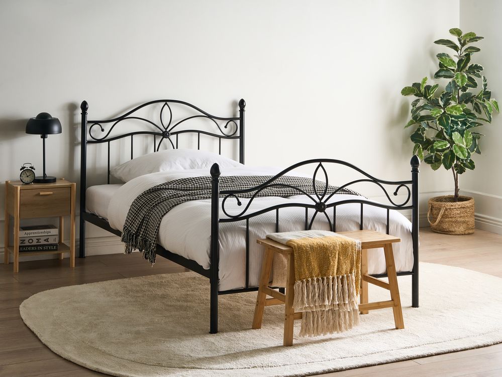 Bed Metal ANTLIA 120 x 200 cm (EU Small Double) Black