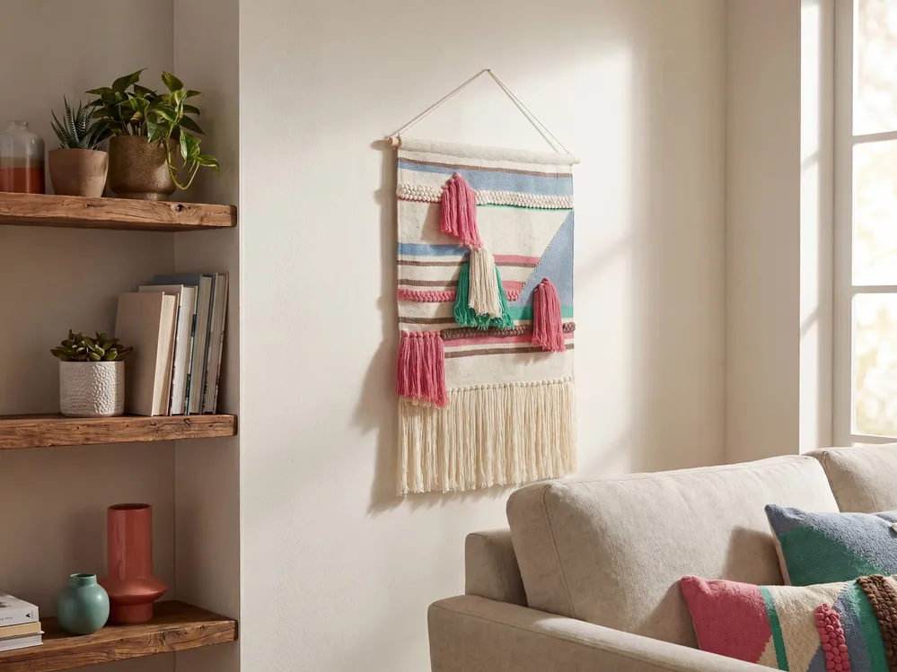 Fabric Wall Hanging MOOLA Cotton 109 cm Light Beige