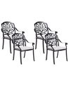 Set of 4 Garden Chairs with Cushions ANCONA Metal Black