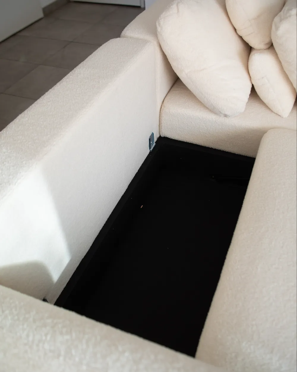 Sofa Bed 3 Seater VAXHOLM with Storage Boucle Off-White_1051598