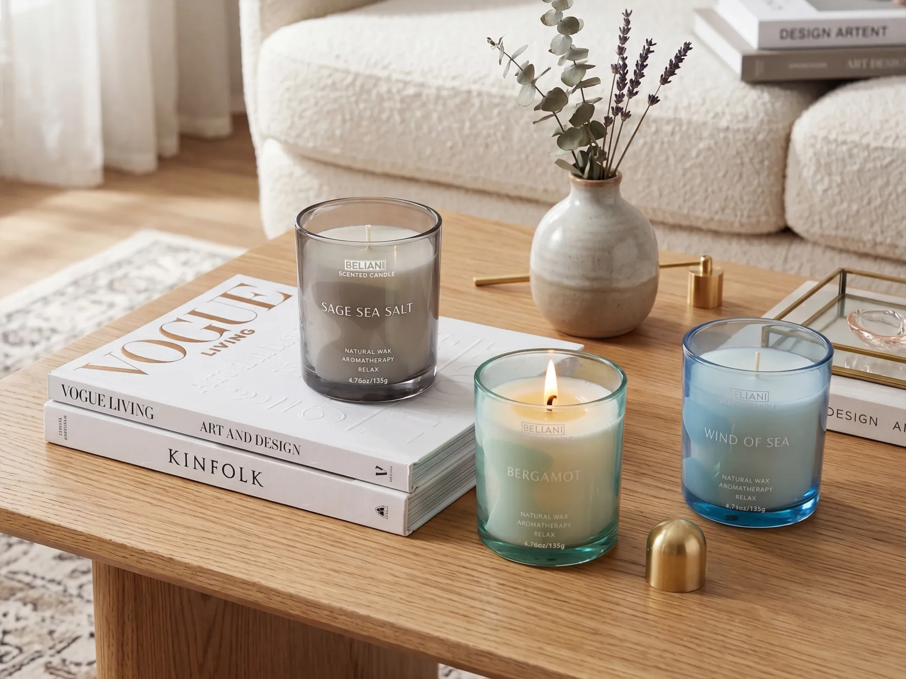 Set of 3 Scented Candles SHEER JOY Soy Wax Fresh Notes_874550
