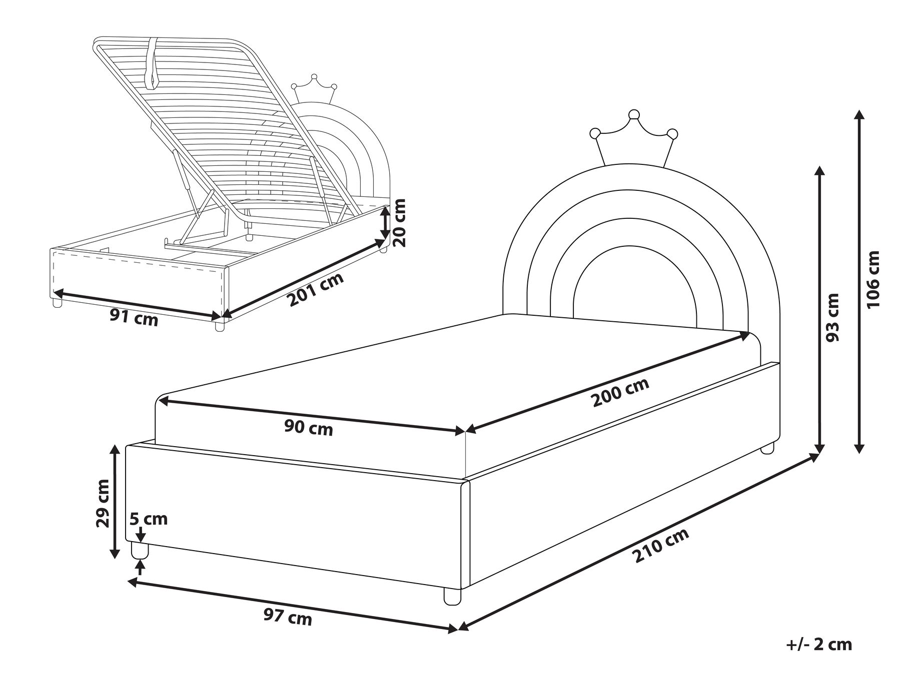 Kids Ottoman Bed GRISETOT Velvet Blue 90 x 200 cm (EU Single)_1053926