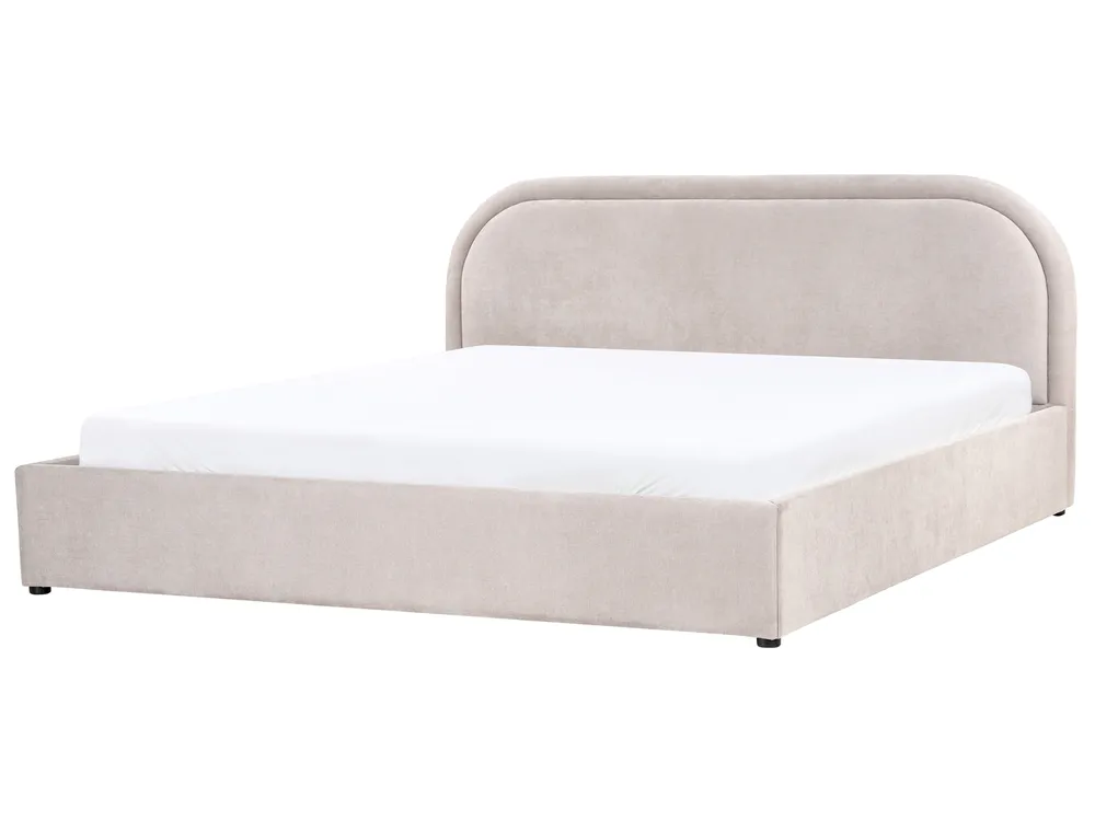 Ottoman Bed QUILLIEN Chenille Taupe 180 x 200 cm (EU Super King)_989826
