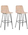 Set of 2 Bar Chairs CASSITA Rattan Natural