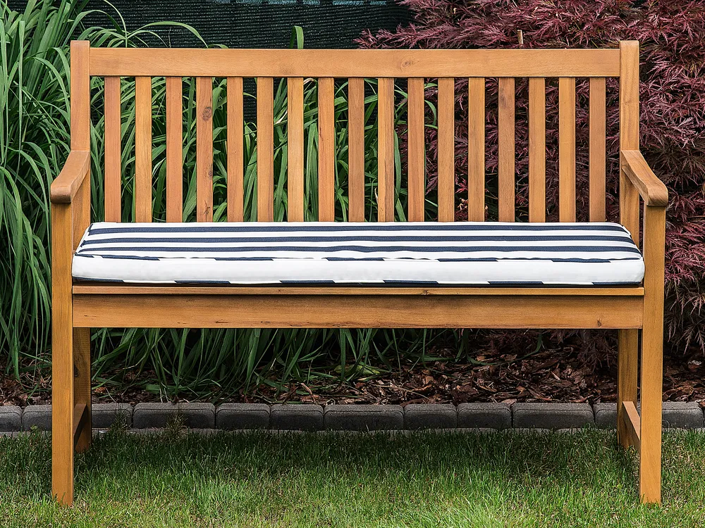 Garden Bench with Cushion VIVARA 120 cm Certified Acacia Wood Navy Blue