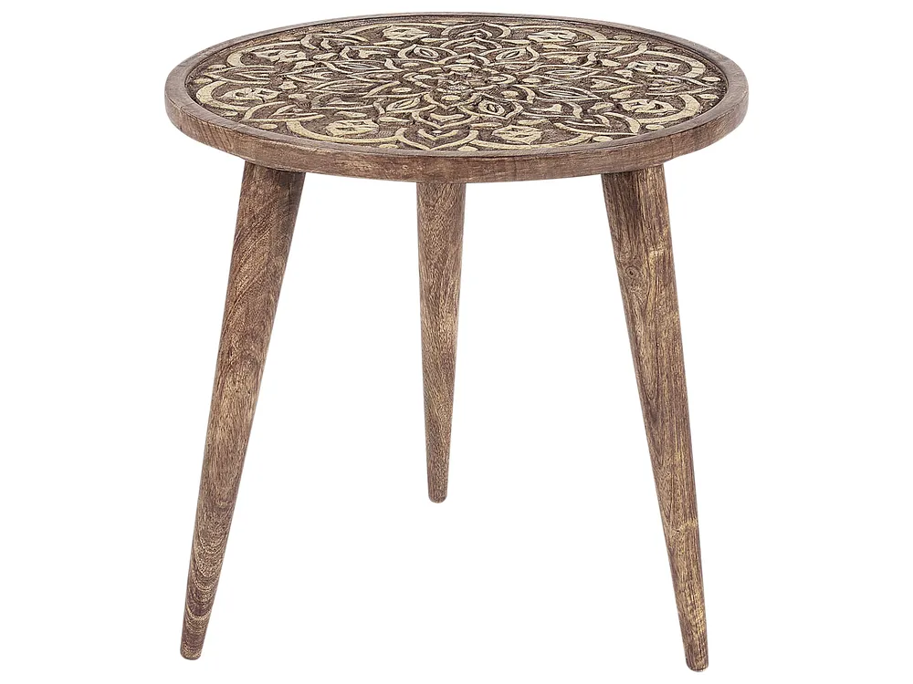 Set of 2 Side Tables RANJA Mango Wood Brown_857329