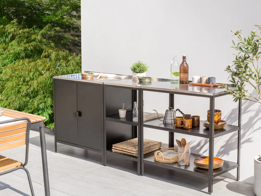 3 Piece Outdoor Kitchen Set VILAMA Black Metal