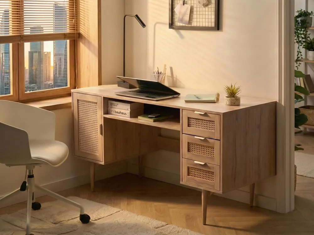 Home Office Desk RAFFRA 140 cm 60 cm Light Brown