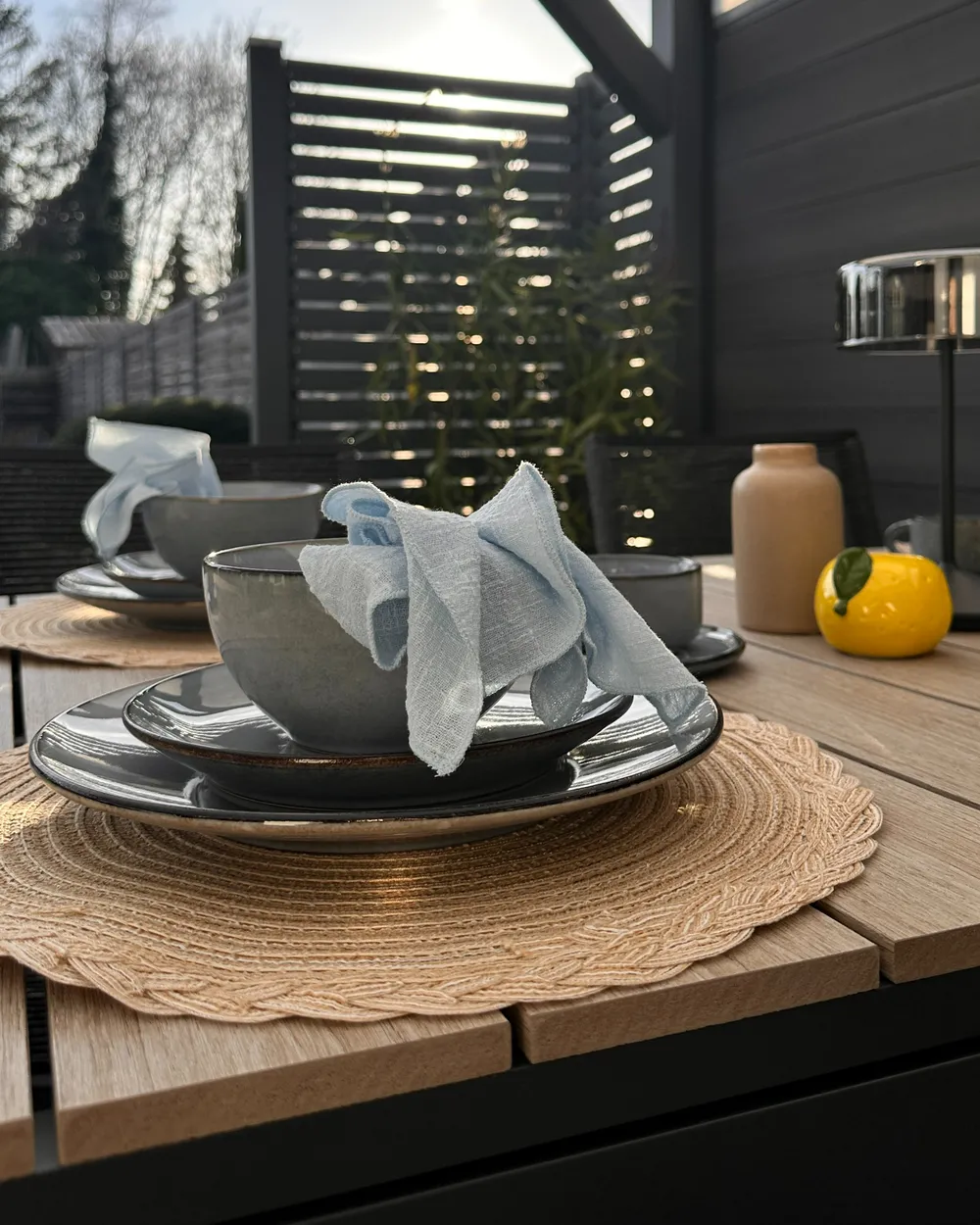 Set med 4 skålar JUNIPER Stengods Ljusblå_981742