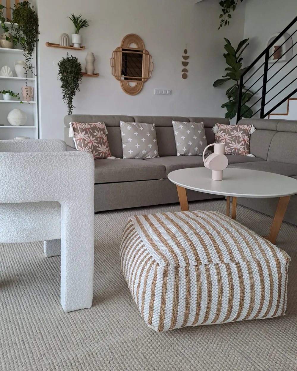 Koristetyyny MELOBESIA 45 x 45 cm Puuvilla Beige Kasvikuvio_975362