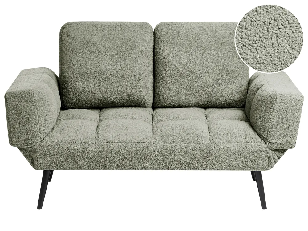 Sofa Bed 2 Seater BREKKE Boucle Green