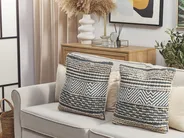Set med 2 prydnadskuddar DEWBERRY 45 x 45 cm Bomull Blå Geometriskt tryck_820666