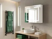 Bathroom Wall Mounted Mirror Cabinet LED MAZARREDO 60 cm 60 cm White_785554