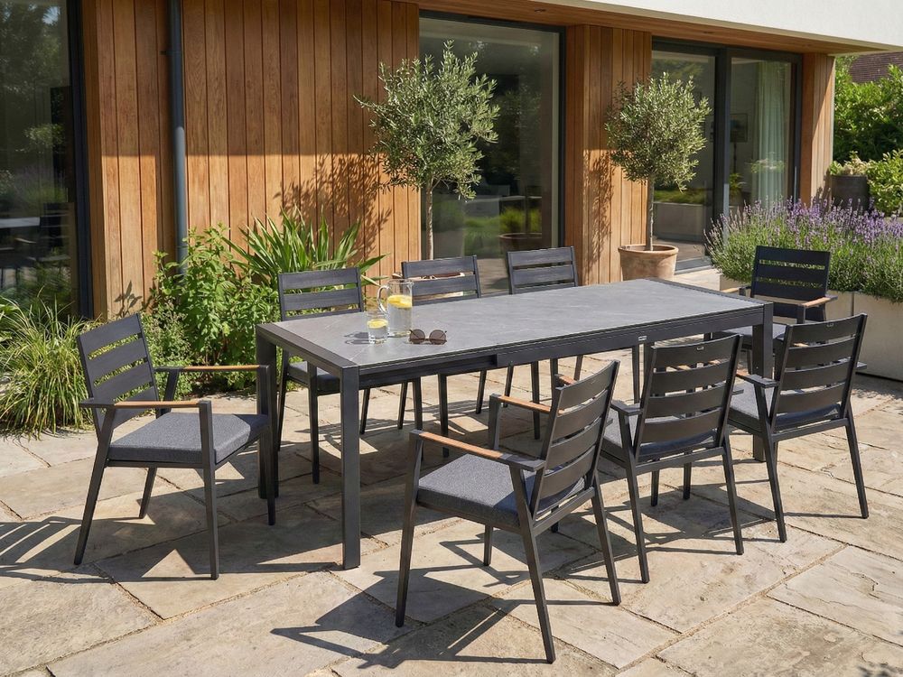 Extending Garden Dining Table BINASCO 160/220 cm 90 cm Stone Effect Grey