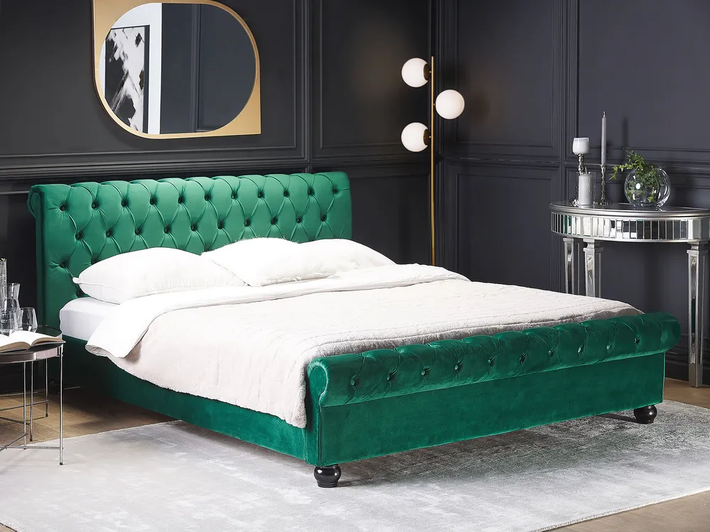 Bed Velvet AVALLON 160 x 200 cm (EU King Size) Emerald Green
