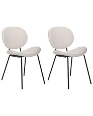 Set of 2 Dining Chairs LUANA Velvet Light Beige_884774