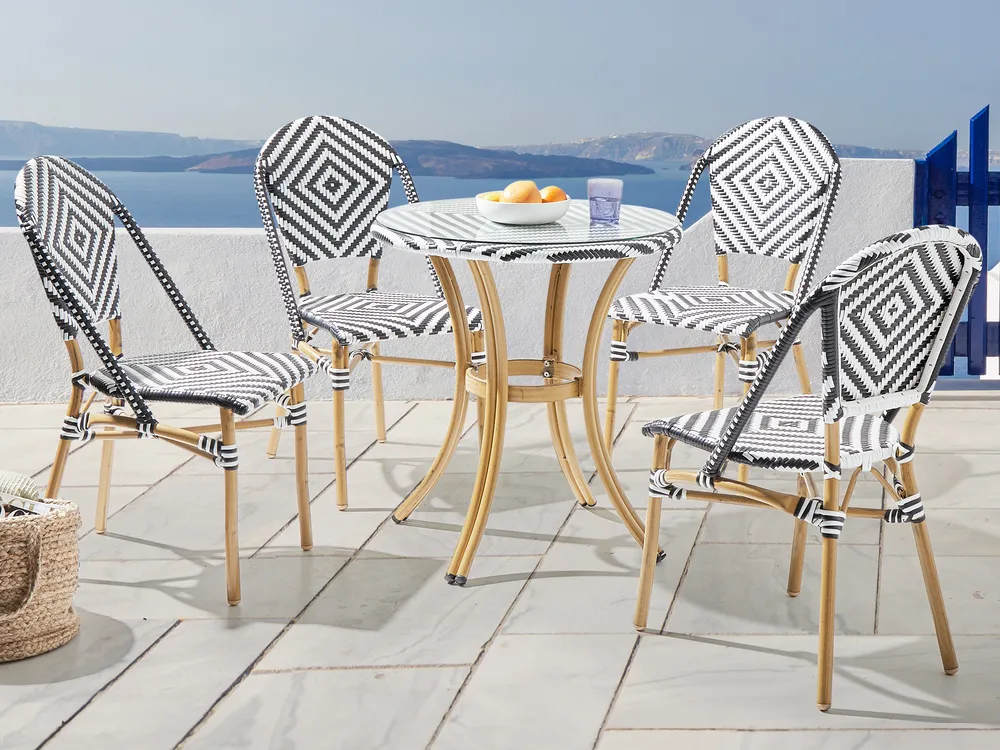 Bistro Table RIFREDDO 70 cm 70 cm Tempered Glass Black