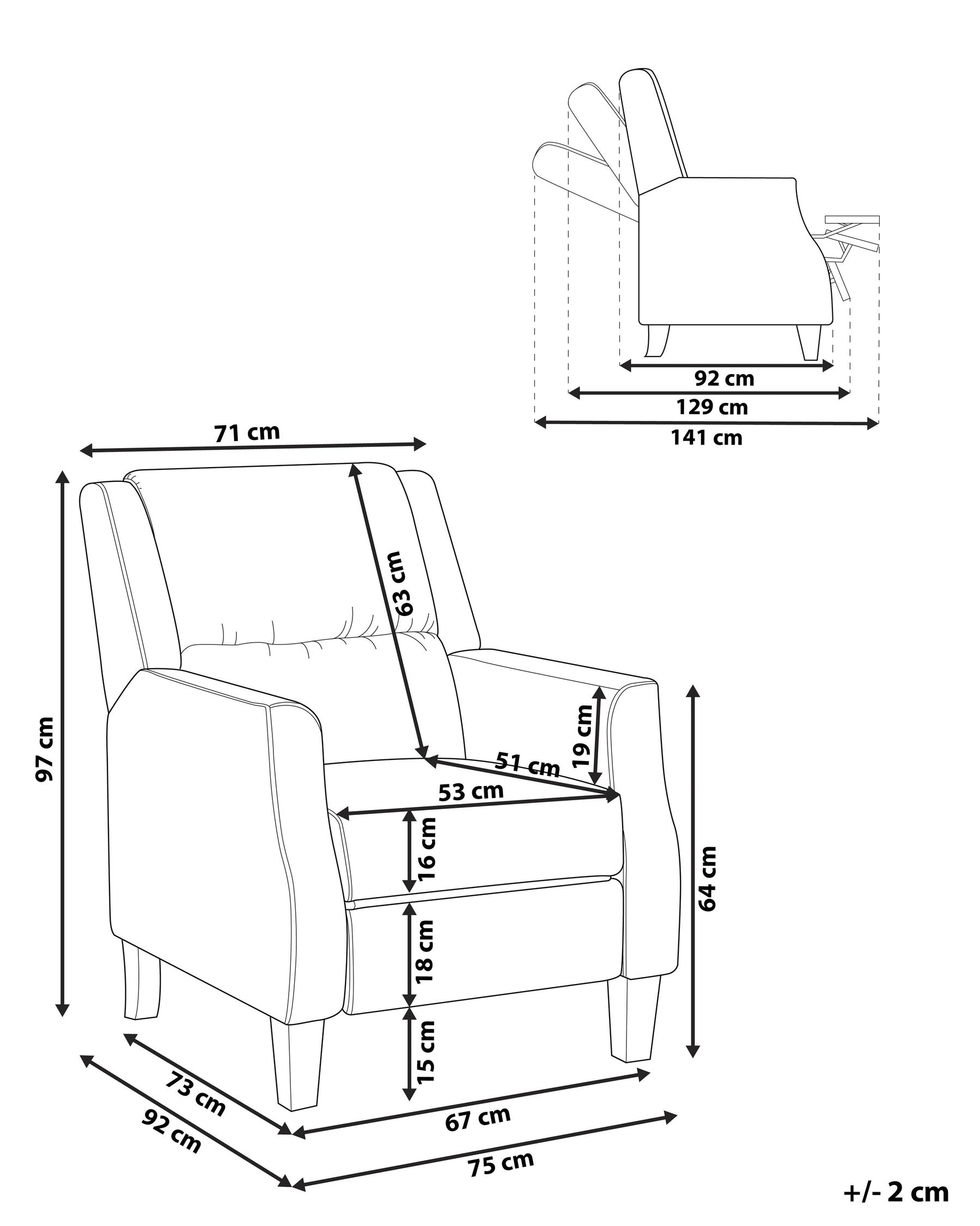Recliner Chair EGERSUND Velvet Taupe_794333