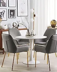 Set of 2 Dining Chairs LOVERNA Velvet Grey_1182972
