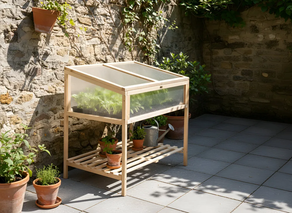 Växthus för balkong ARANOVA 80 cm 58 cm Granträ Ljusbrun_1024069