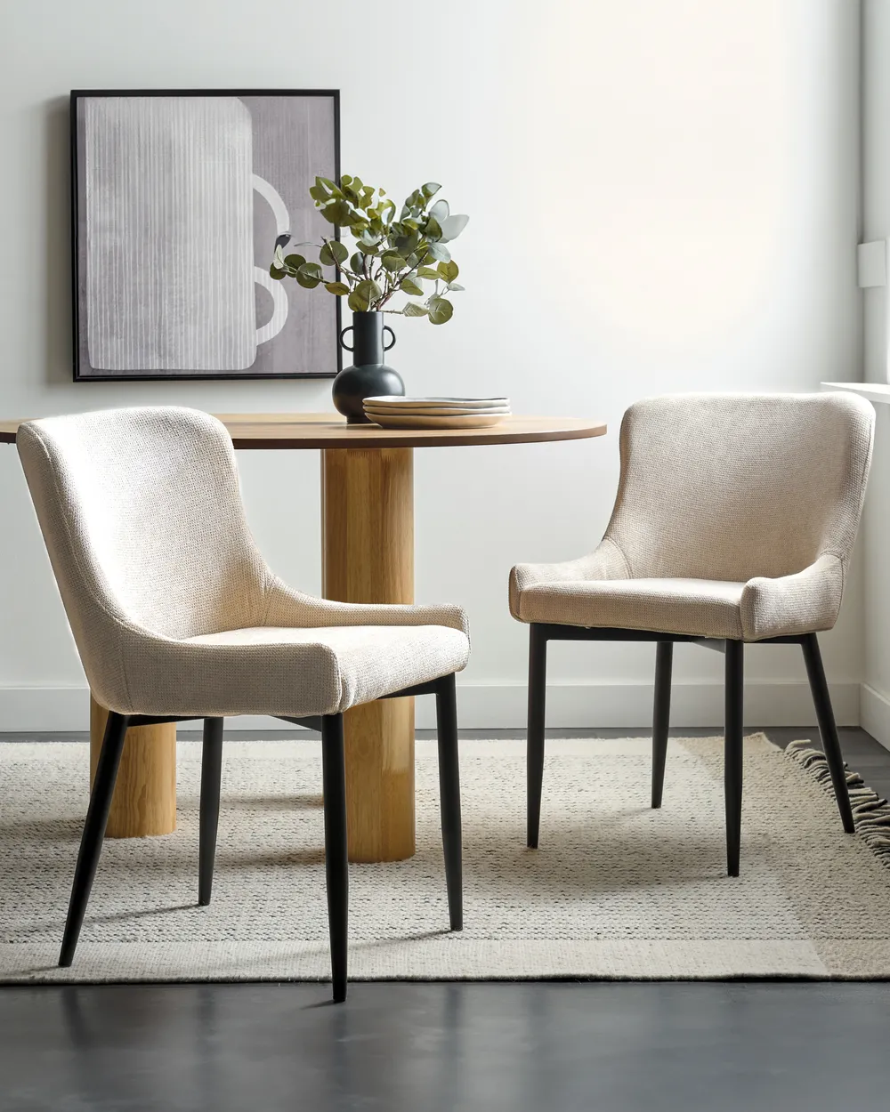 Set of 2 Dining Chairs EVERLY Light Beige