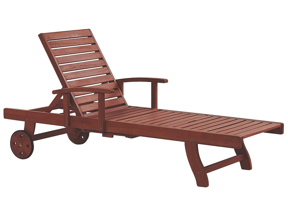 Sun Lounger with Cushion TOSCANA PREMIUM Reclining Acacia Wood Blue_1070423