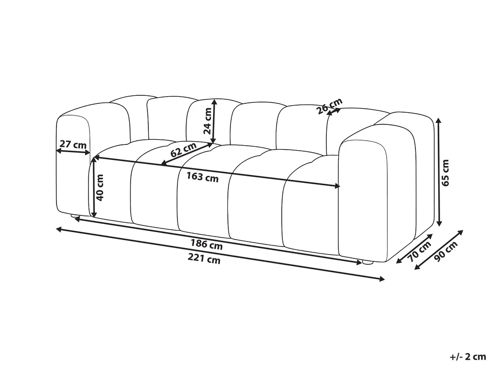 Sofa 3-seter ANTOLA Bouclé Gråbrun_1161646