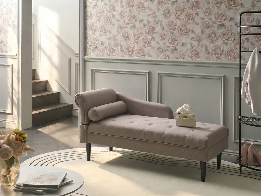 Left-Hand Chaise Longue YVOIRE Fabric Taupe
