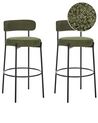 Set of 2 Bar Chairs ALLISON Boucle Green