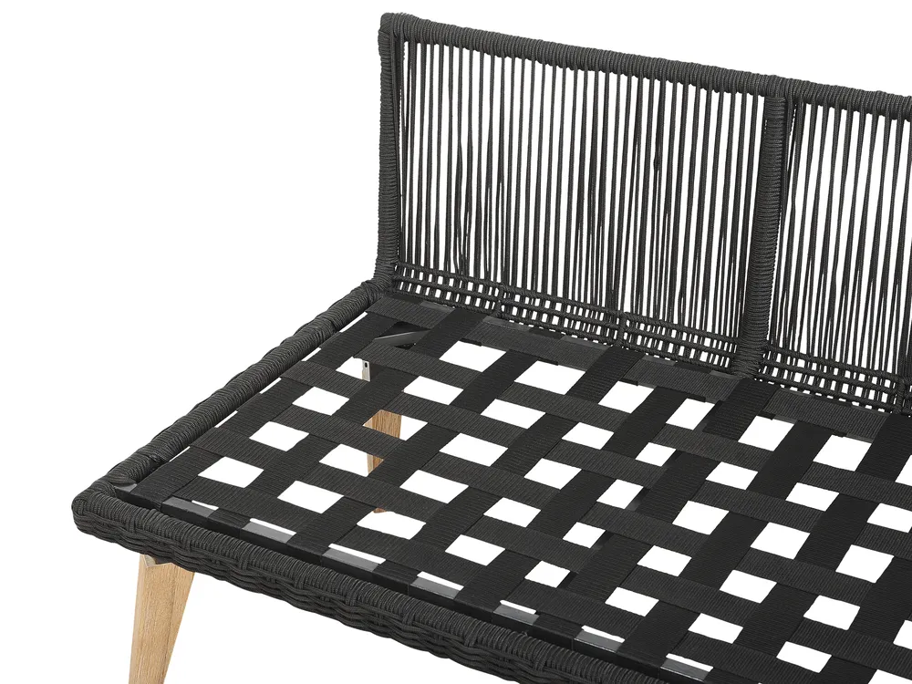 Garden Corner Sofa with Table 5 Seater ALCAMO Acacia Wood Black Left Hand_764967