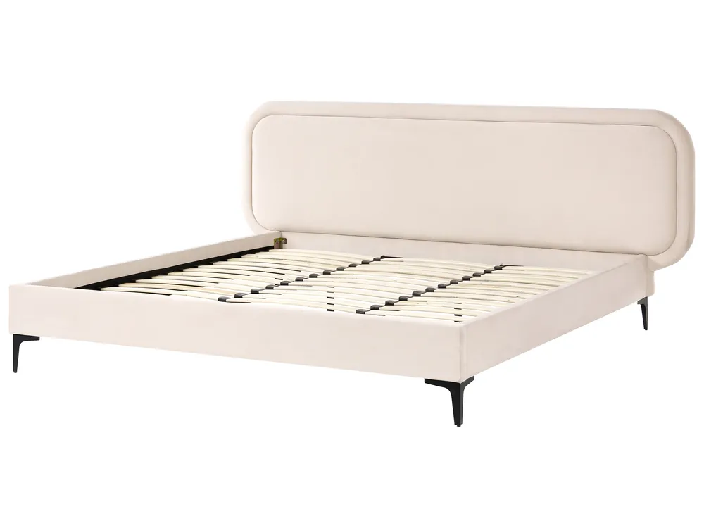 Säng med lamellram Sammet SUZETTE 180 x 200 cm Ljusbeige_916044