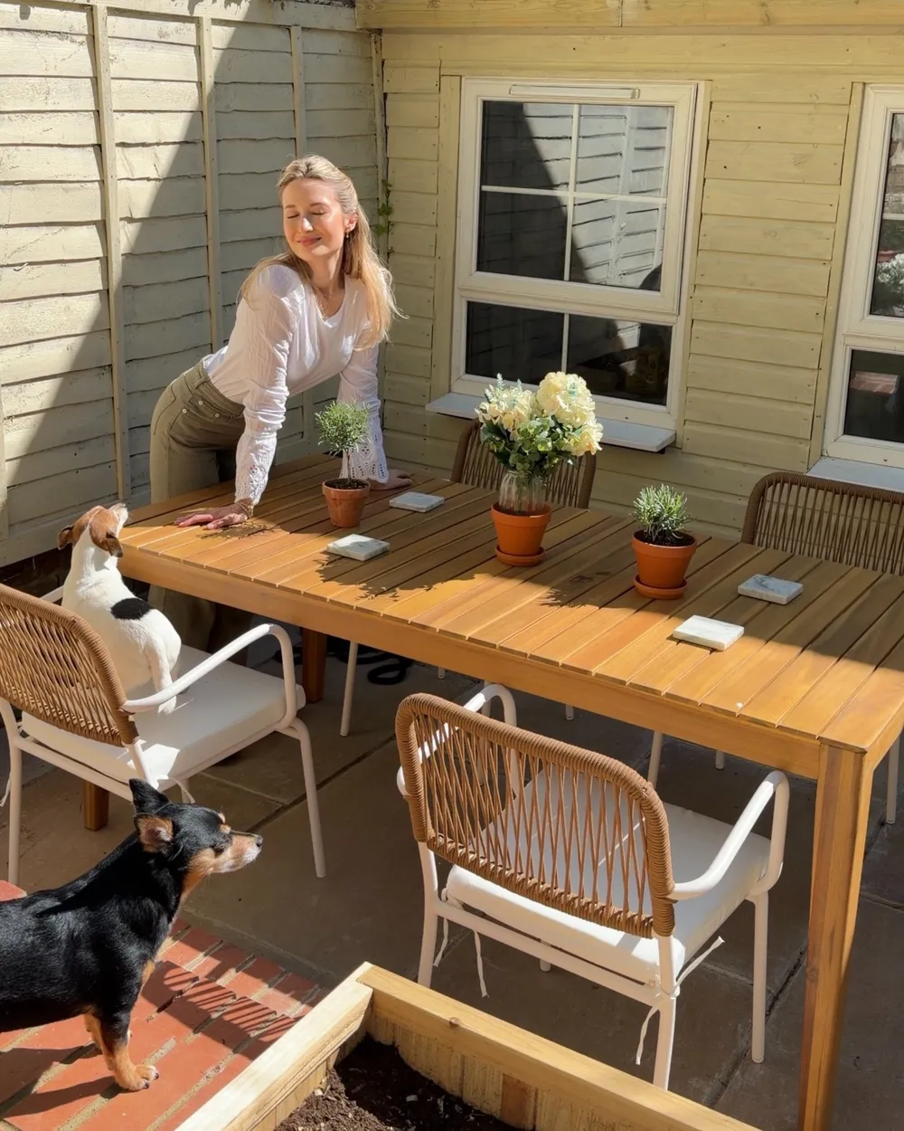 Set of 4 Garden Chairs with Cushions TACENO Metal White_1072091